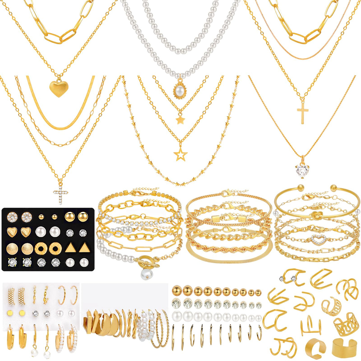 NEWITIN 69-Piece Gold Bohemian Jewelry Set for Women