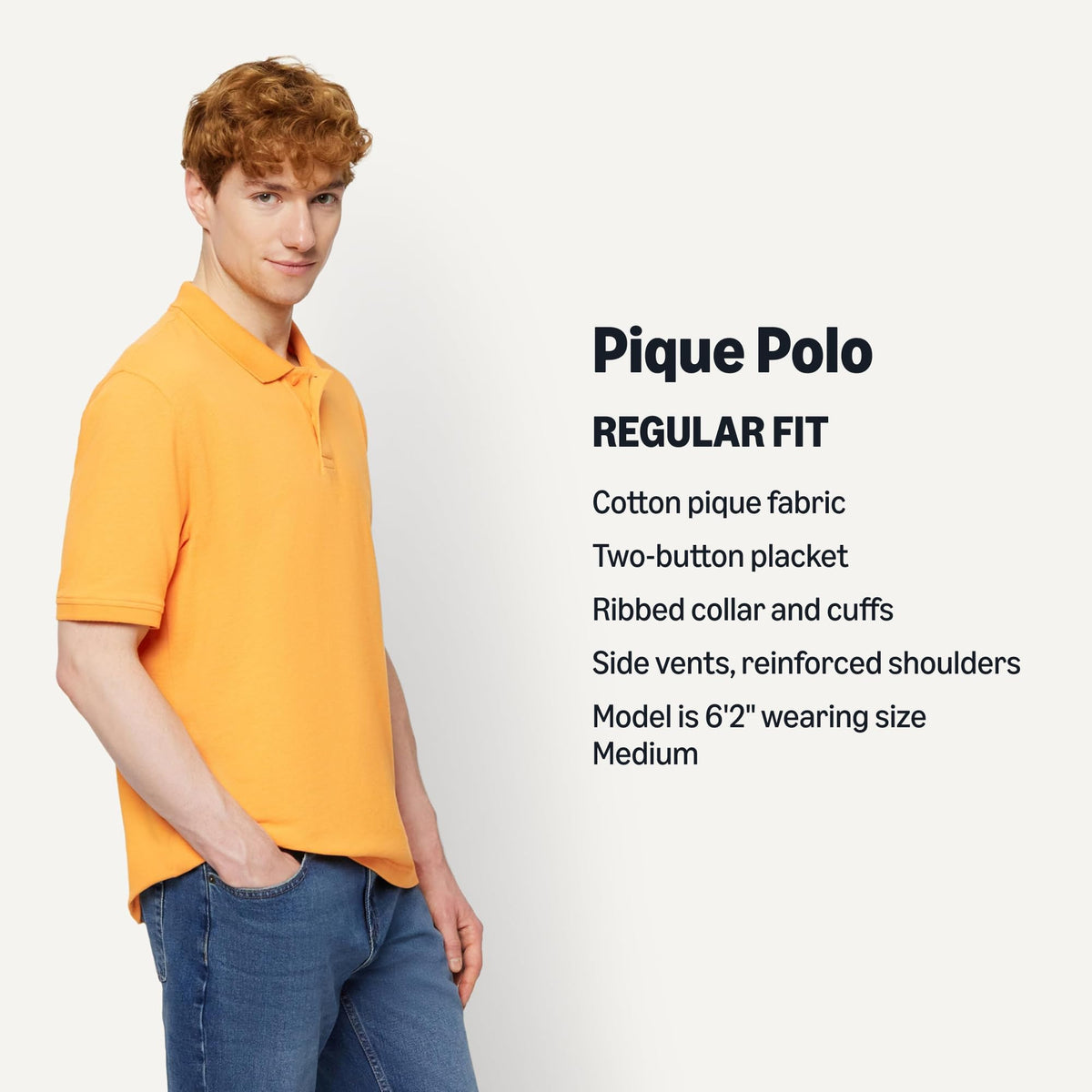 Amazon Essentials Men's Regular-Fit Cotton Pique Polo Shirt, Short Sleeve (Available in Big & Tall)