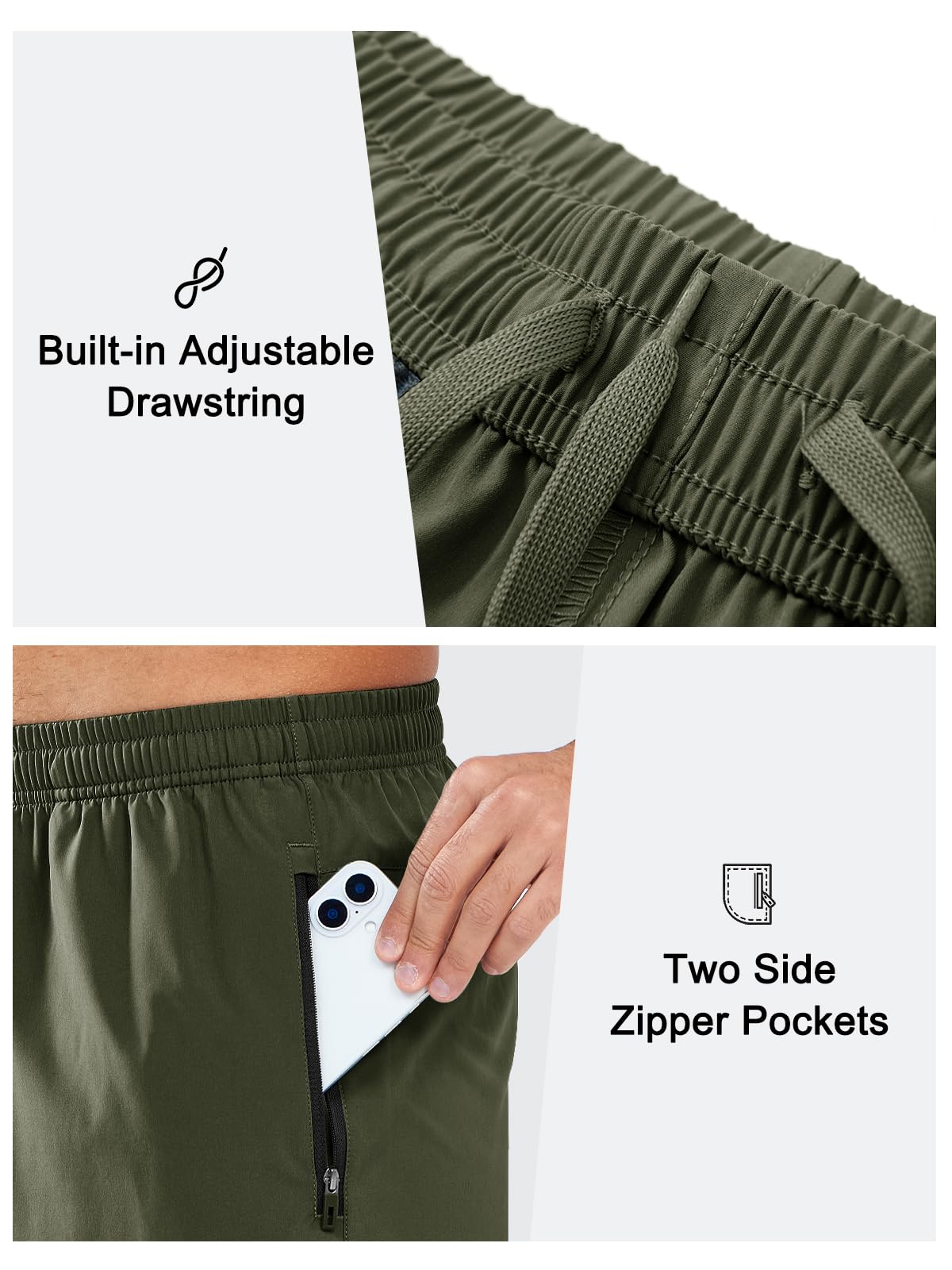 NORTHYARD Men's Quick-Dry Athletic Running Shorts with Zip Pockets