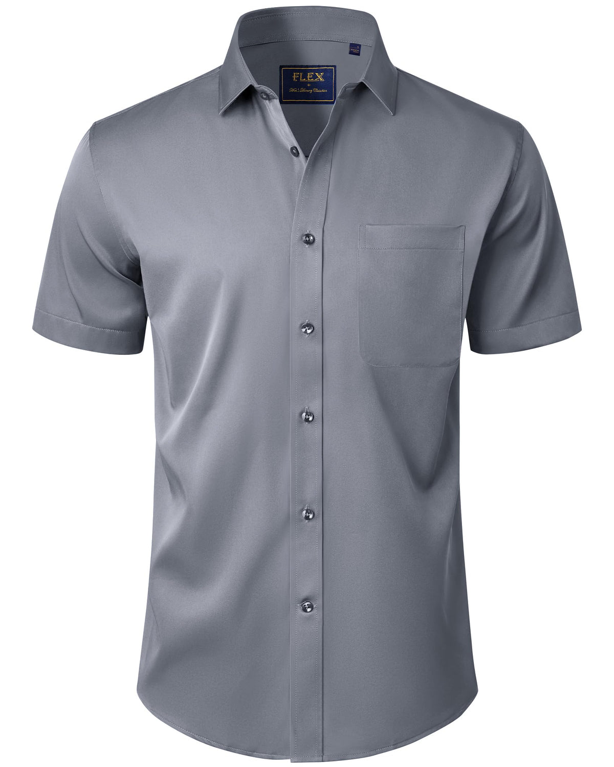 J.VER Mens Short Sleeve Dress Shirts Solid Wrinkle Free Casual Button Down Shirt with Pocket