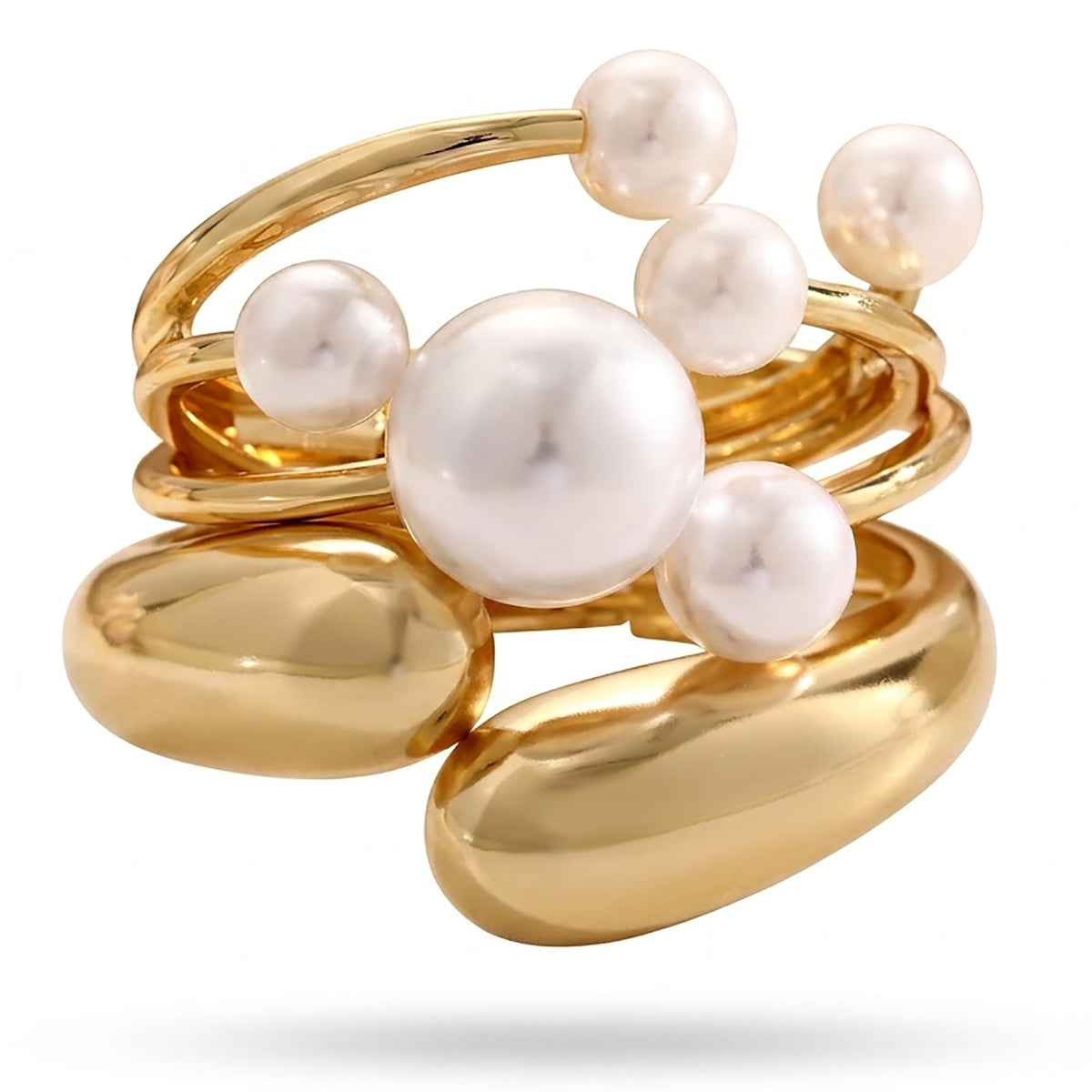 Women's 14K Gold-Plated Stackable Chunky Bangle Bracelet Set