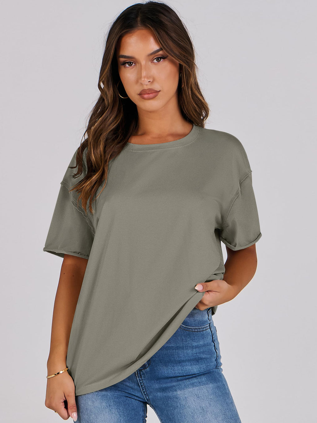 ANRABESS Womens Tops Oversized T Shirts Loose Fit Short Sleeve Crewneck Summer Casual 2026 Trendy Boxy Tee Blouse