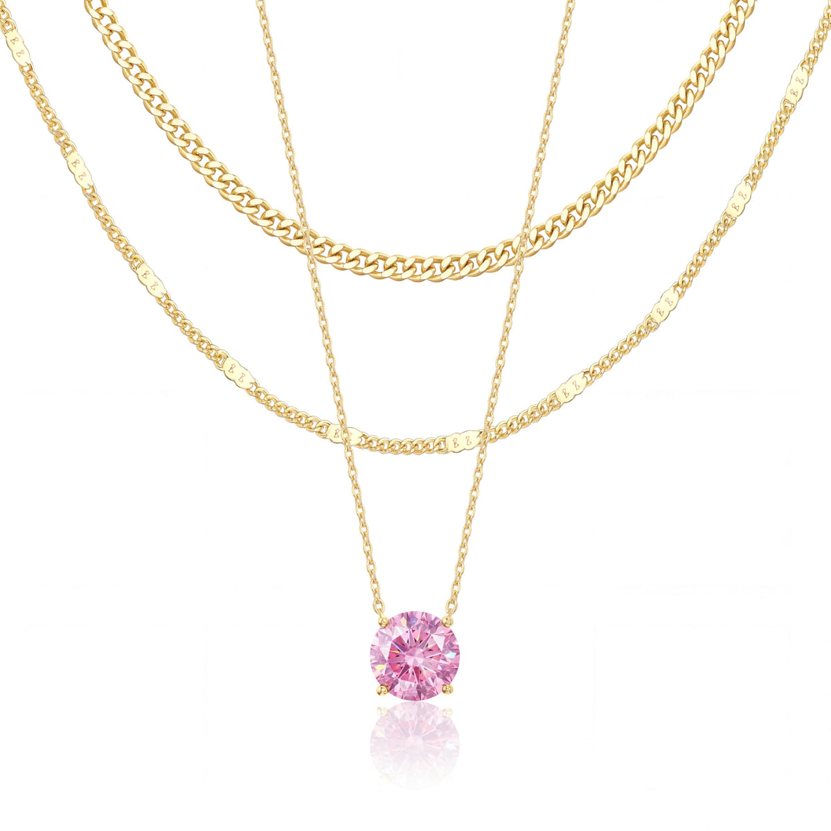 WomenGifts Layered 14K Gold-Plated Pendant Necklace Set