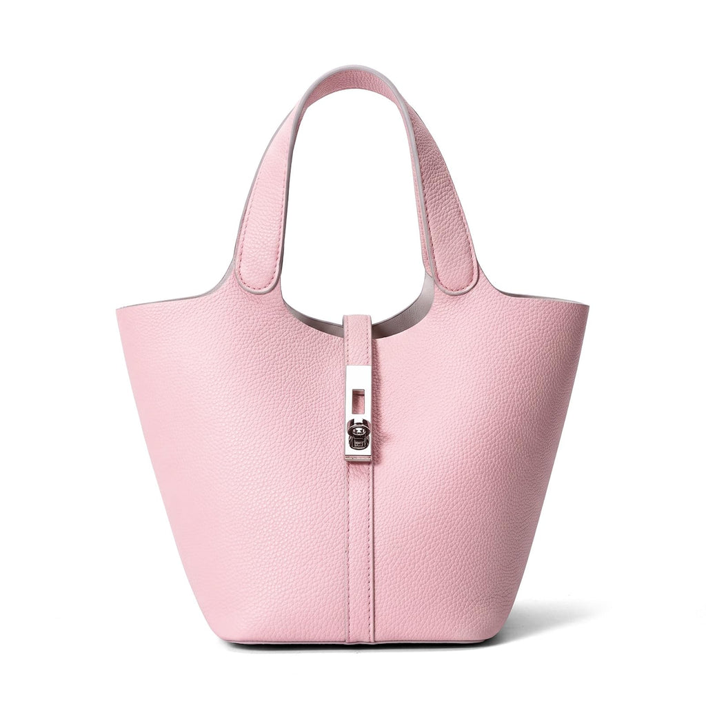 Tote Bag for Women Top Handle Handbag Satchel Bag for Women Vegan Leather Lock Design Bucket Purse for Work Evening