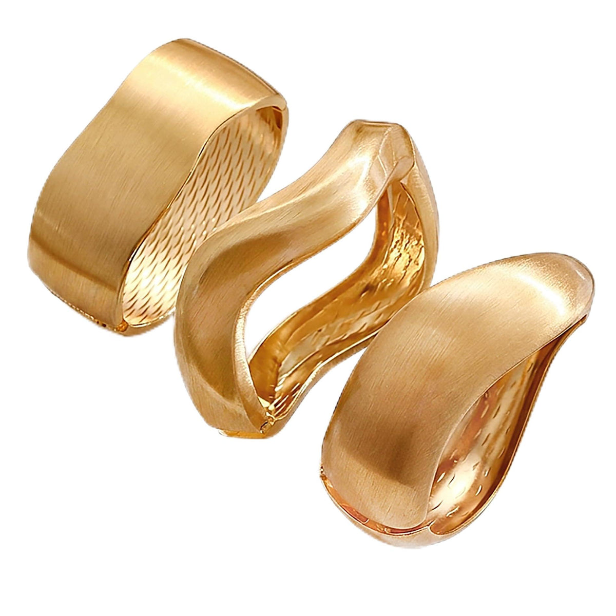 Women's 14K Gold-Plated Stackable Chunky Bangle Bracelet Set