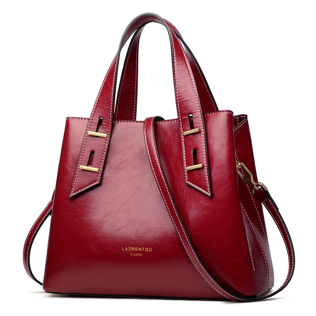 LAORENTOU Women's Genuine Leather Crossbody Satchel Handbag