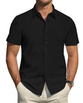 J.VER Men's Short Sleeve Dress Shirts Stretch Stain Shield Casual Button Down Shirts Solid Formal Shirt