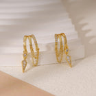 SELSHE Women's 14K Gold-Plated Triple Huggie Drop Earrings