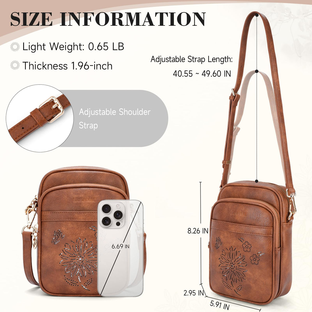 HAYRVANE Small Crossbody Bags for Women, RFID Phone Purse with Card Slots, Triple Compartments Lightweight Shoulder Bag