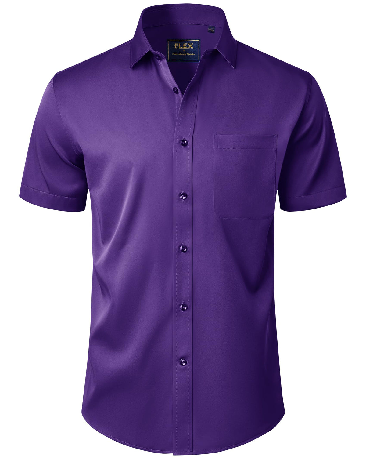 J.VER Mens Short Sleeve Dress Shirts Solid Wrinkle Free Casual Button Down Shirt with Pocket