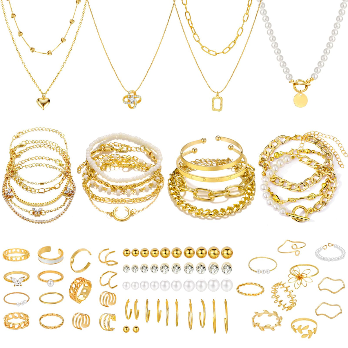 NEWITIN 69-Piece Gold Bohemian Jewelry Set for Women