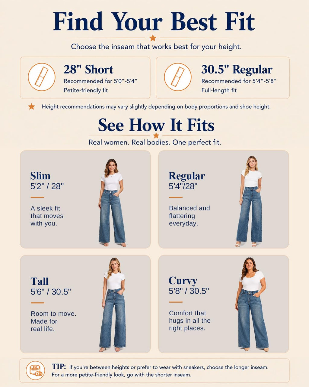 UPNET Women's High-Waisted Stretch Wide-Leg Baggy Jeans
