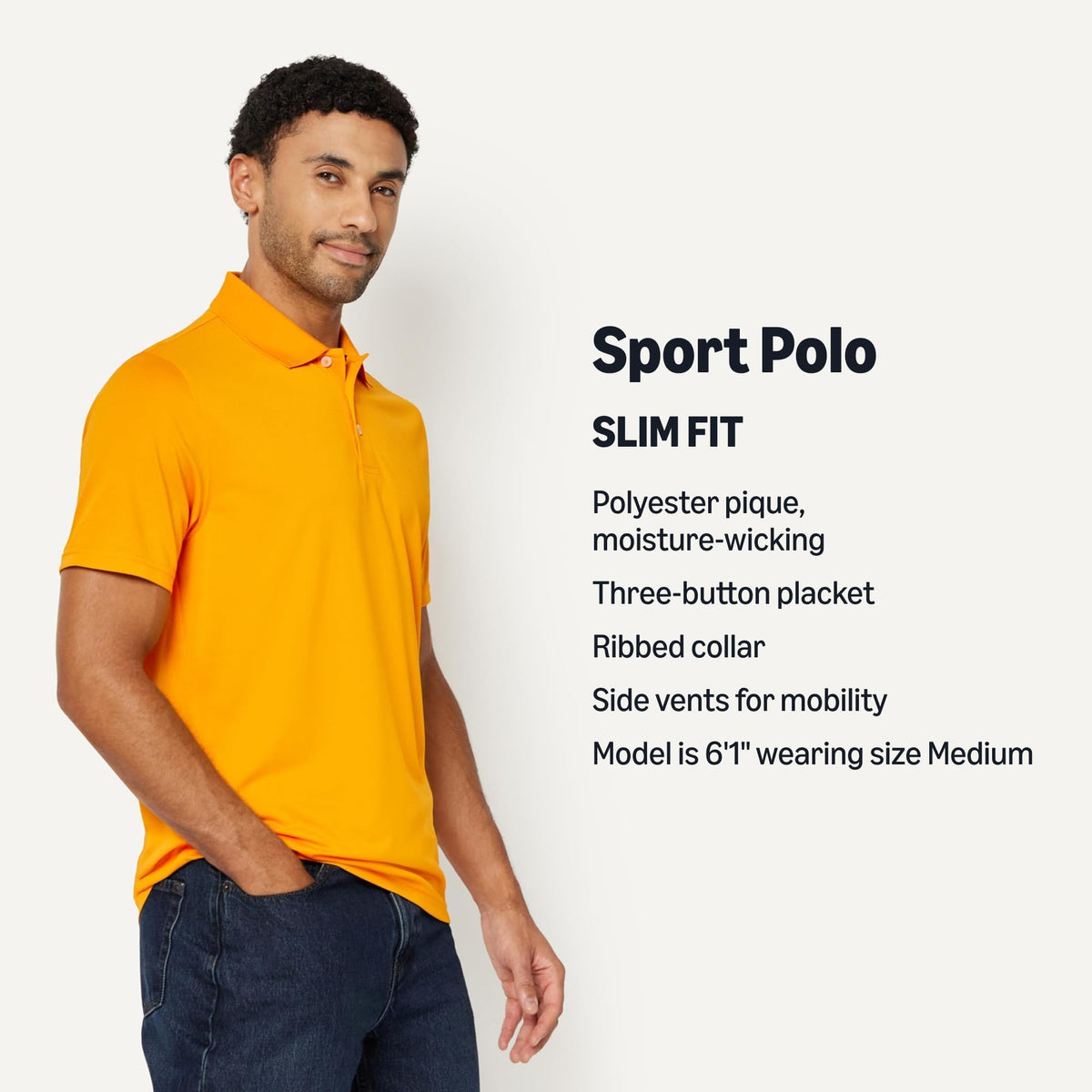 Amazon Essentials Men's Moisture Wicking Golf Polo Shirt, Short Sleeve, Slim-Fit, Quick-Dry, Active Wear