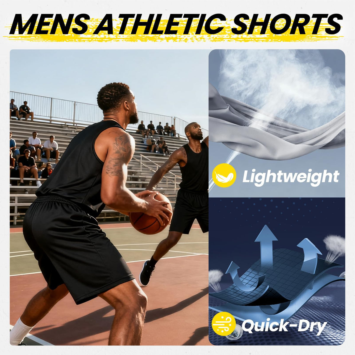 BALENNZ Men's Quick-Dry Athletic Workout Shorts with Pockets