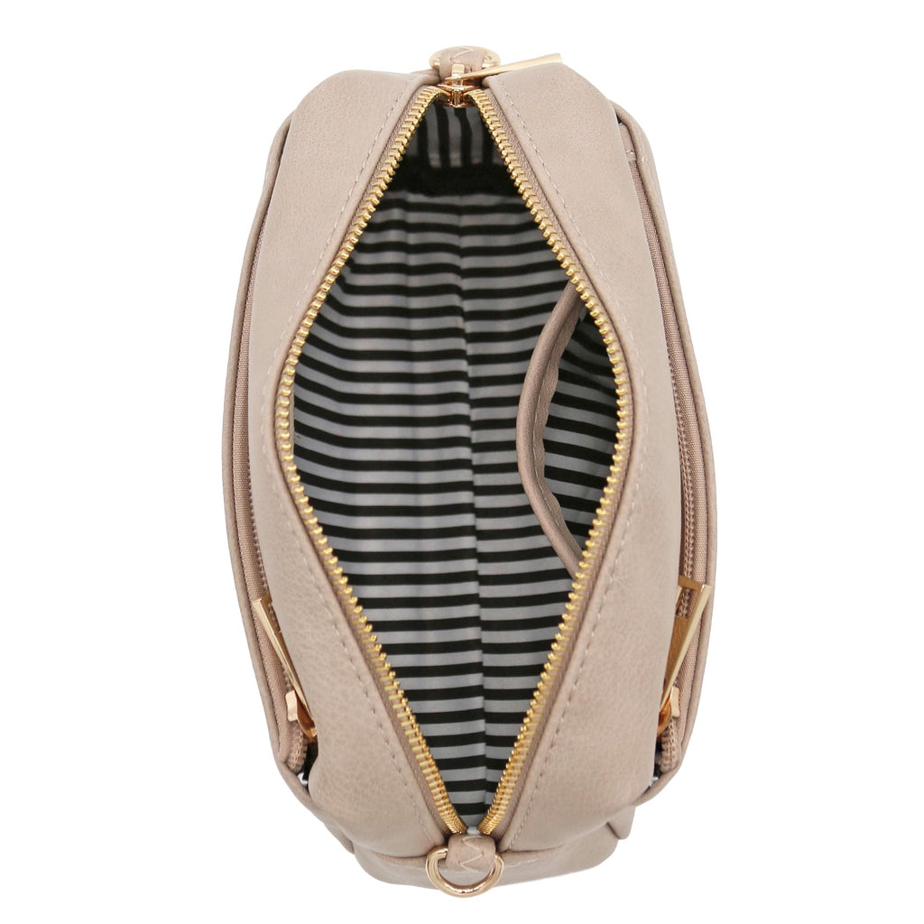 FashionPuzzle Triple Zip Small Crossbody Bag