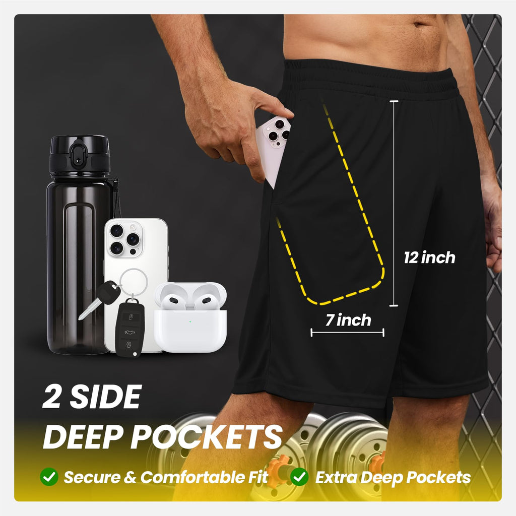 BALENNZ Men's Quick-Dry Athletic Workout Shorts with Pockets