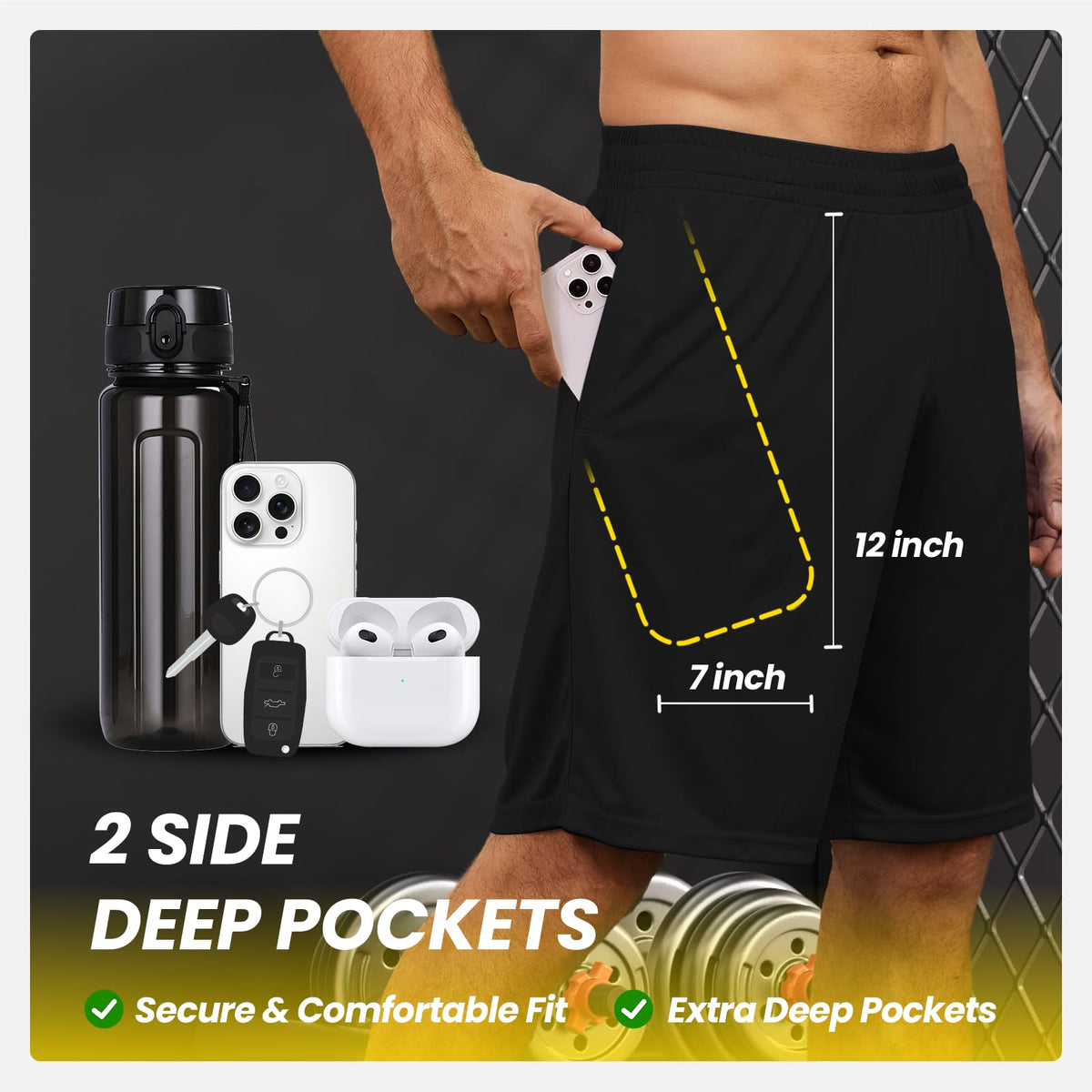 BALENNZ Men's Quick-Dry Athletic Workout Shorts with Pockets