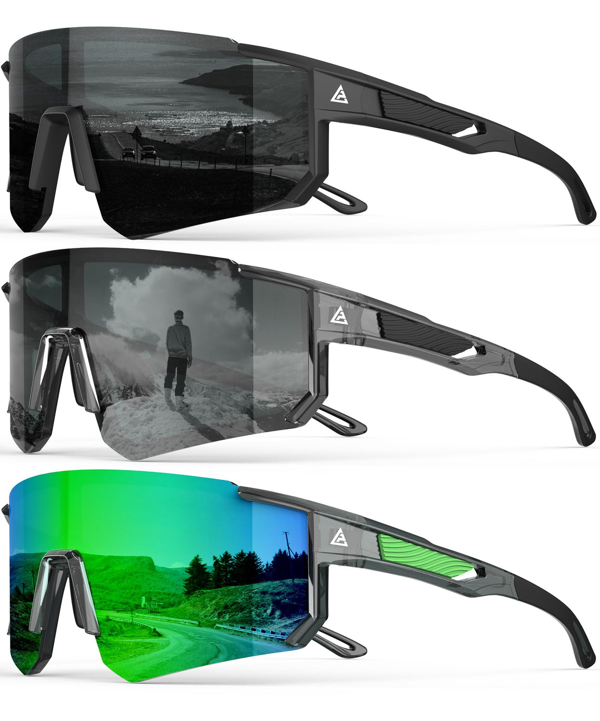 QALLY Polarized Wraparound Sports Sunglasses for Men & Women