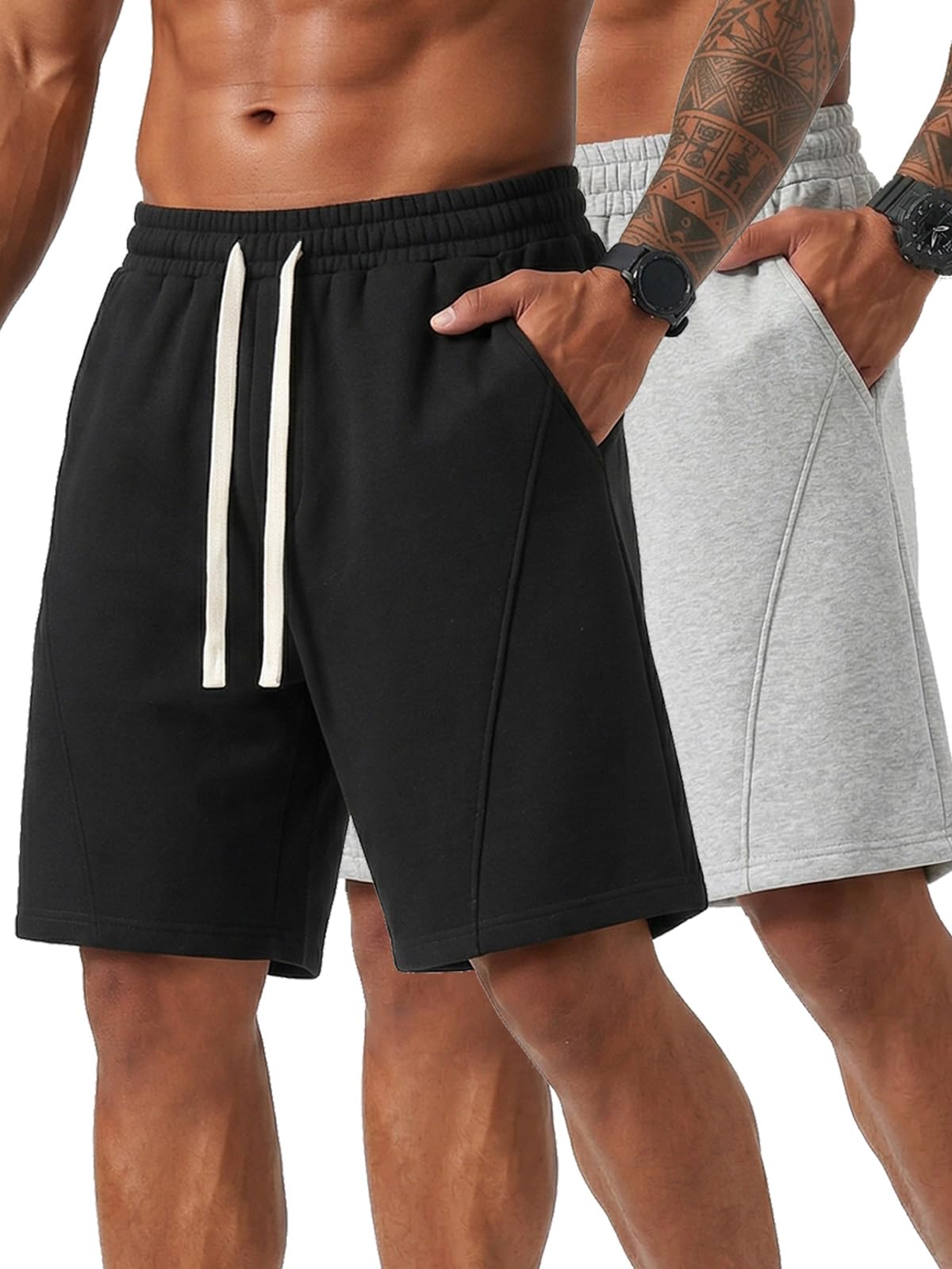 ZUY Men's Cotton Fleece 8-Inch Athletic Sweat Shorts