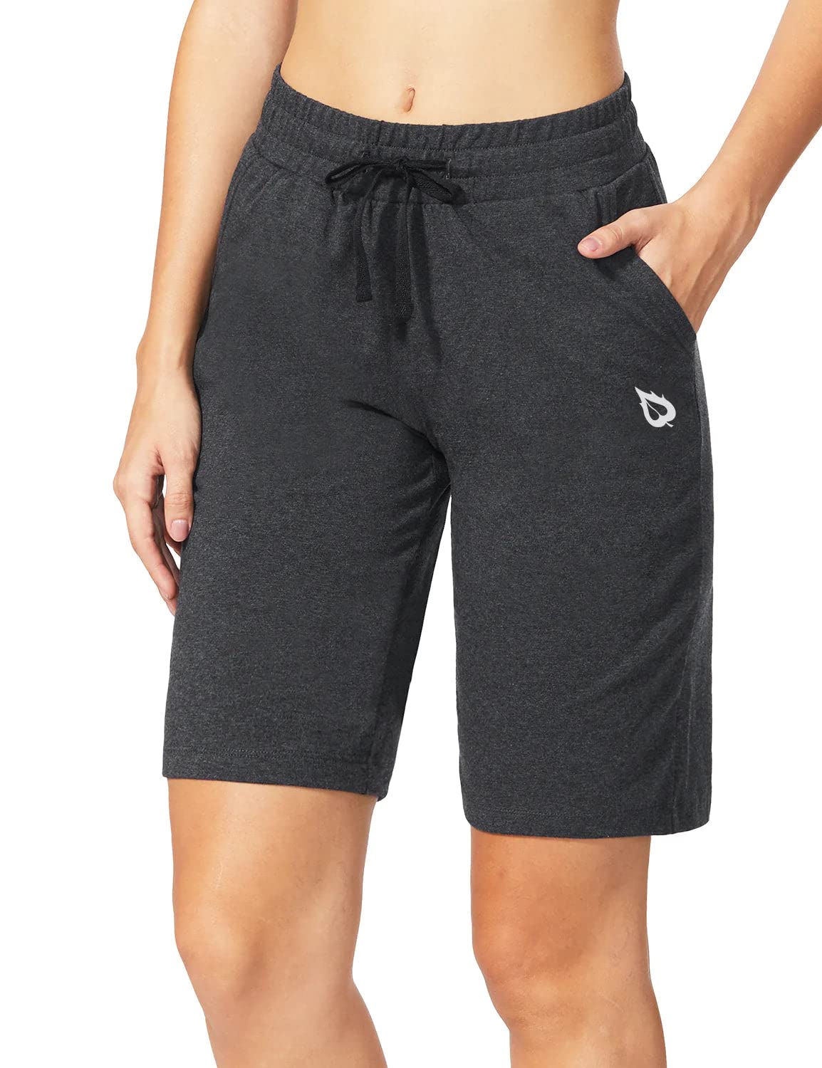 baleaf Women's Bermuda Shorts Long Cotton Knee Length Lounge with Pockets