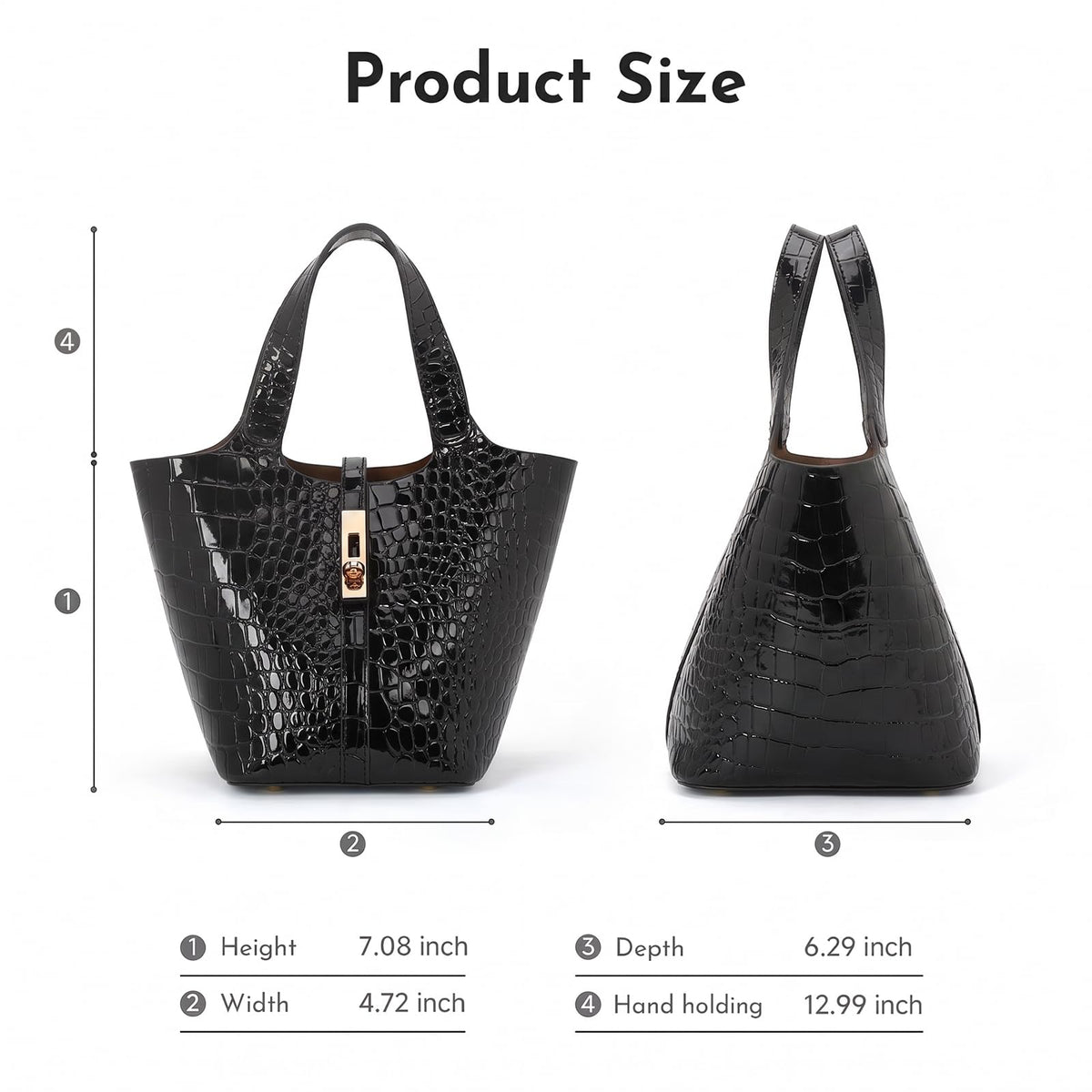 Tote Bag for Women Top Handle Handbag Satchel Bag for Women Vegan Leather Lock Design Bucket Purse for Work Evening
