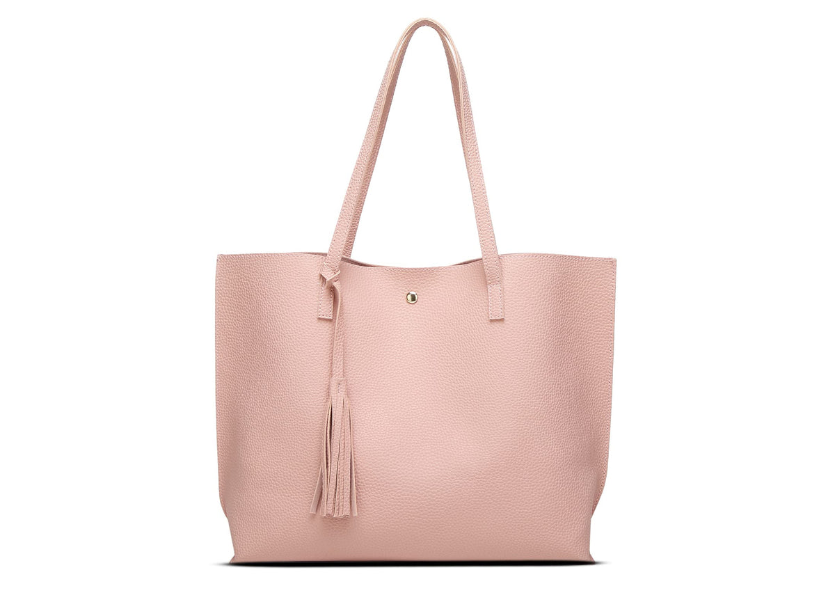 Dreubea Women's Soft Faux Leather Large Tassel Tote Shoulder Bag