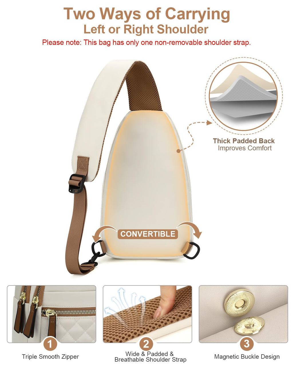 Capolo Sling Bag for Women Men Waterproof Crossbody Bags for Women Fanny Pack with Convertible Shoulder Strap for Travel