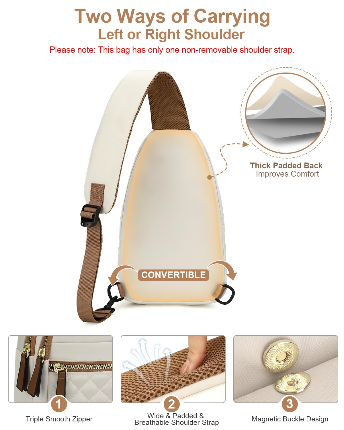 Capolo Sling Bag for Women Men Waterproof Crossbody Bags for Women Fanny Pack with Convertible Shoulder Strap for Travel