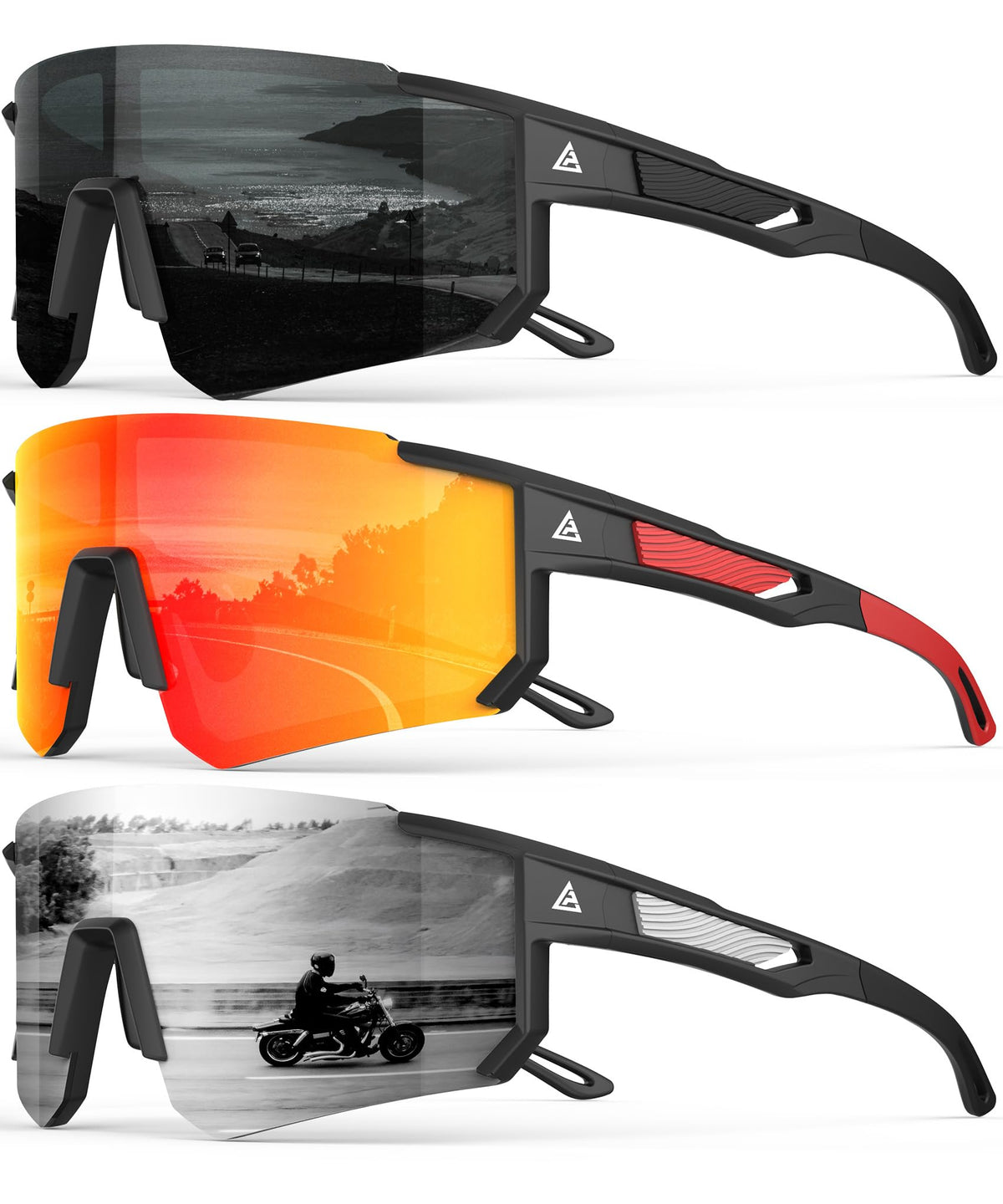 QALLY Polarized Wraparound Sports Sunglasses for Men & Women