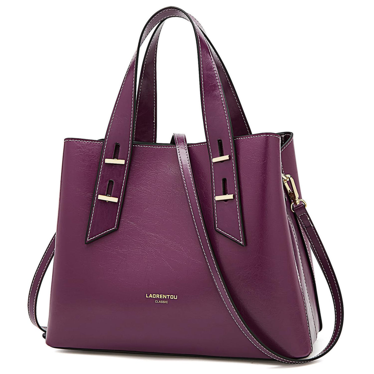 LAORENTOU Women's Genuine Leather Crossbody Satchel Handbag