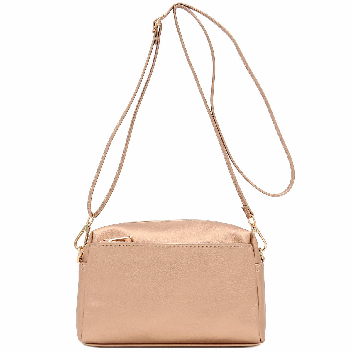FashionPuzzle Triple Zip Small Crossbody Shoulder Bag
