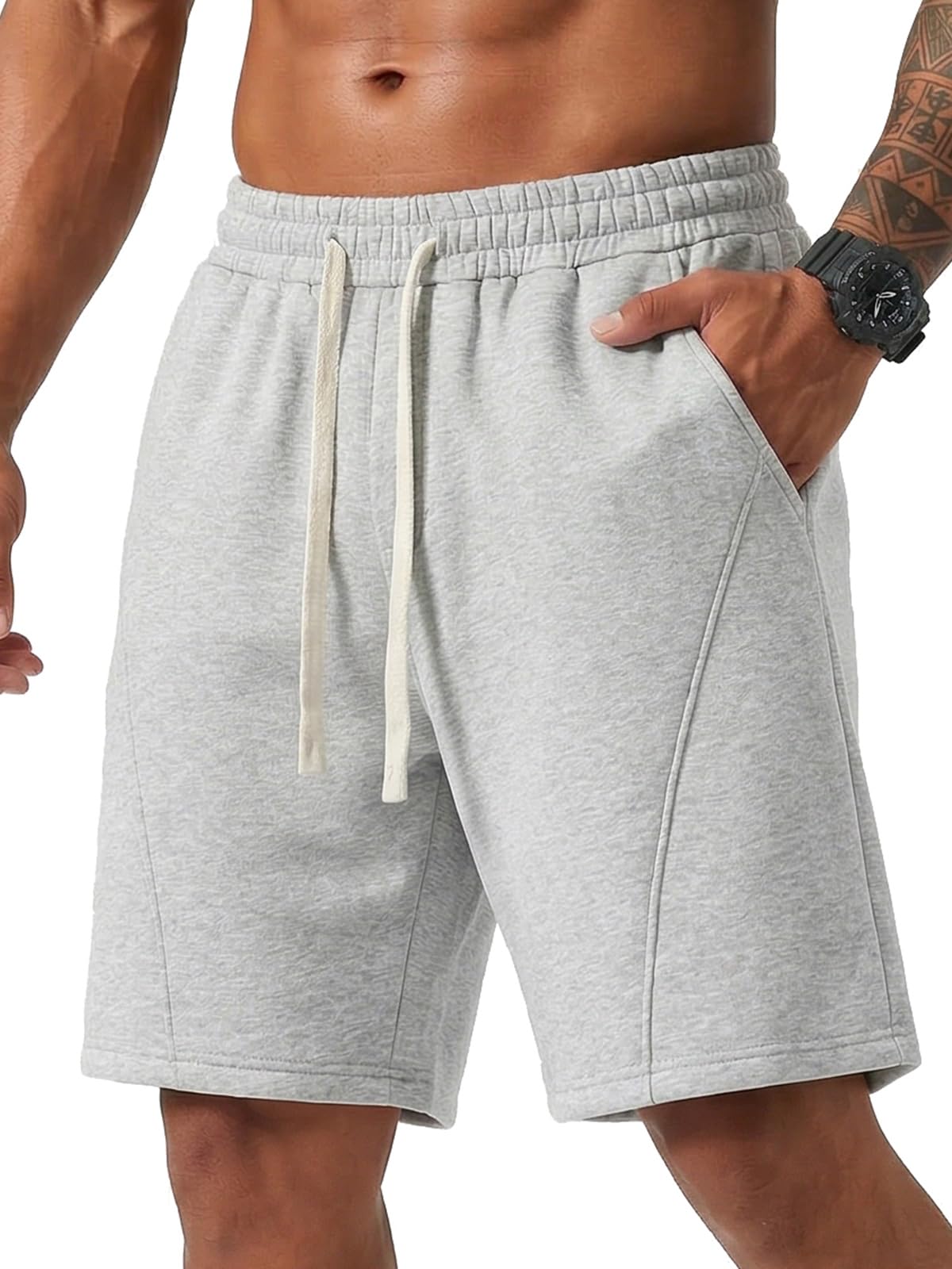 ZUY Men's Cotton Fleece 8-Inch Athletic Sweat Shorts