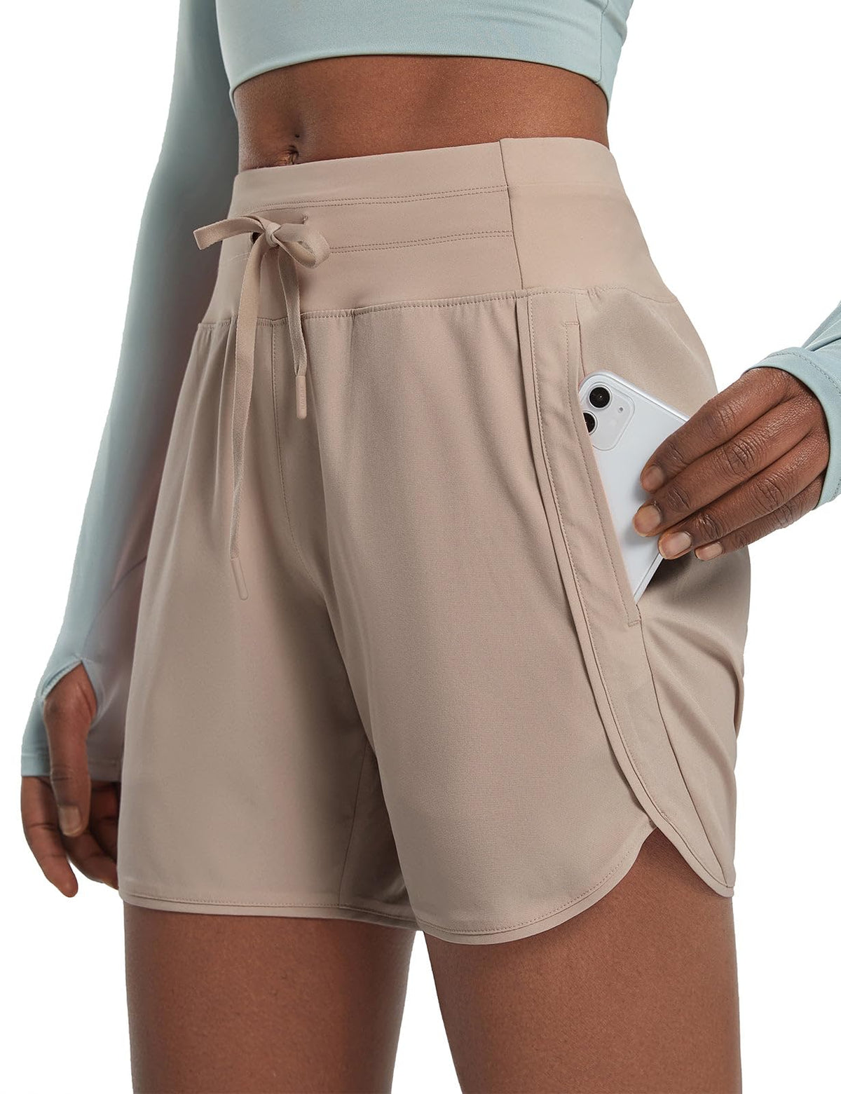 baleaf Women's 5" Athletic Running Shorts with Zipper Pocket Hiking Workout