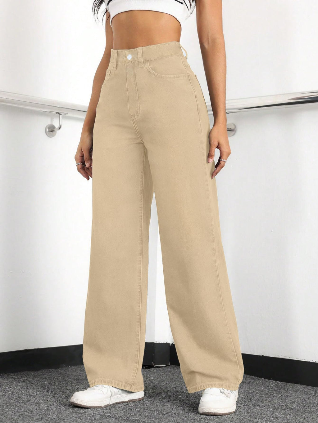 Mars Power Women's High-Waisted Wide-Leg Straight Jeans