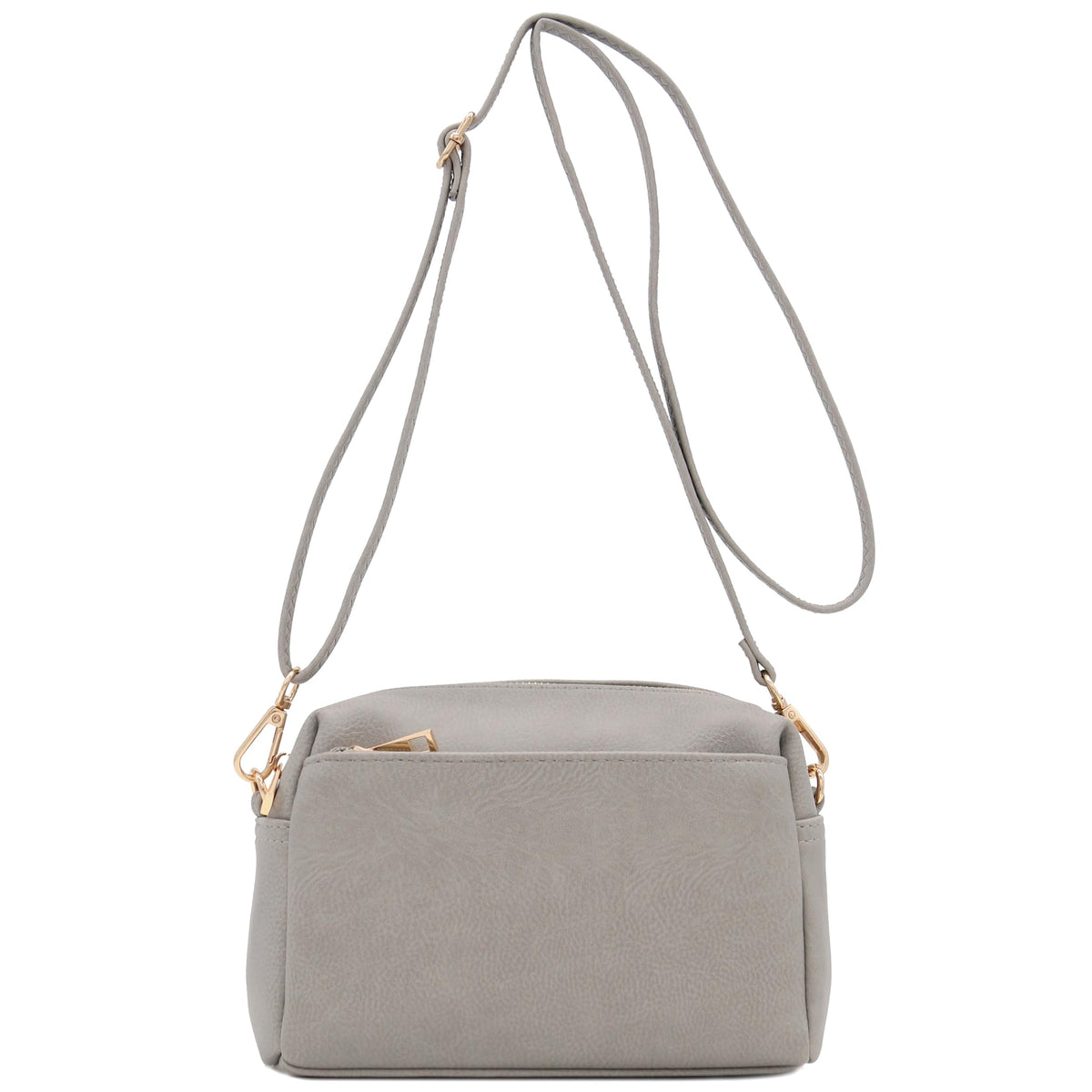 FashionPuzzle Triple Zip Small Crossbody Shoulder Bag