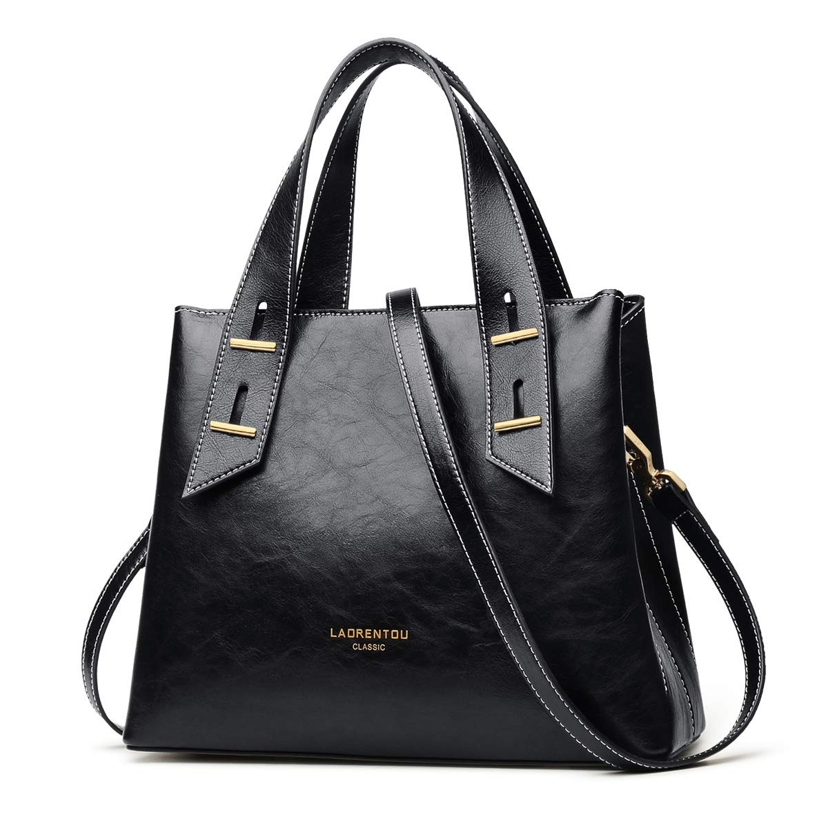 LAORENTOU Women's Genuine Leather Crossbody Satchel Handbag