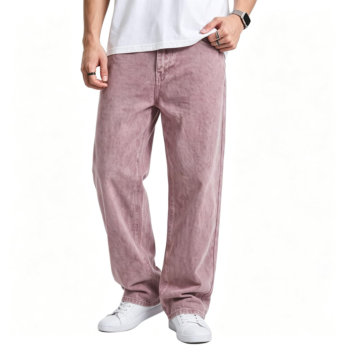 JMIERR Men's Stretch Baggy Wide-Leg Denim Jeans