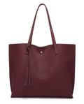 Dreubea Women's Soft Faux Leather Tote Shoulder Bag from, Big Capacity Tassel Handbag