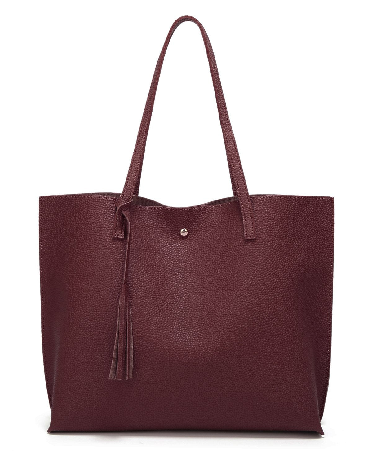 Dreubea Women's Soft Faux Leather Tote Shoulder Bag from, Big Capacity Tassel Handbag