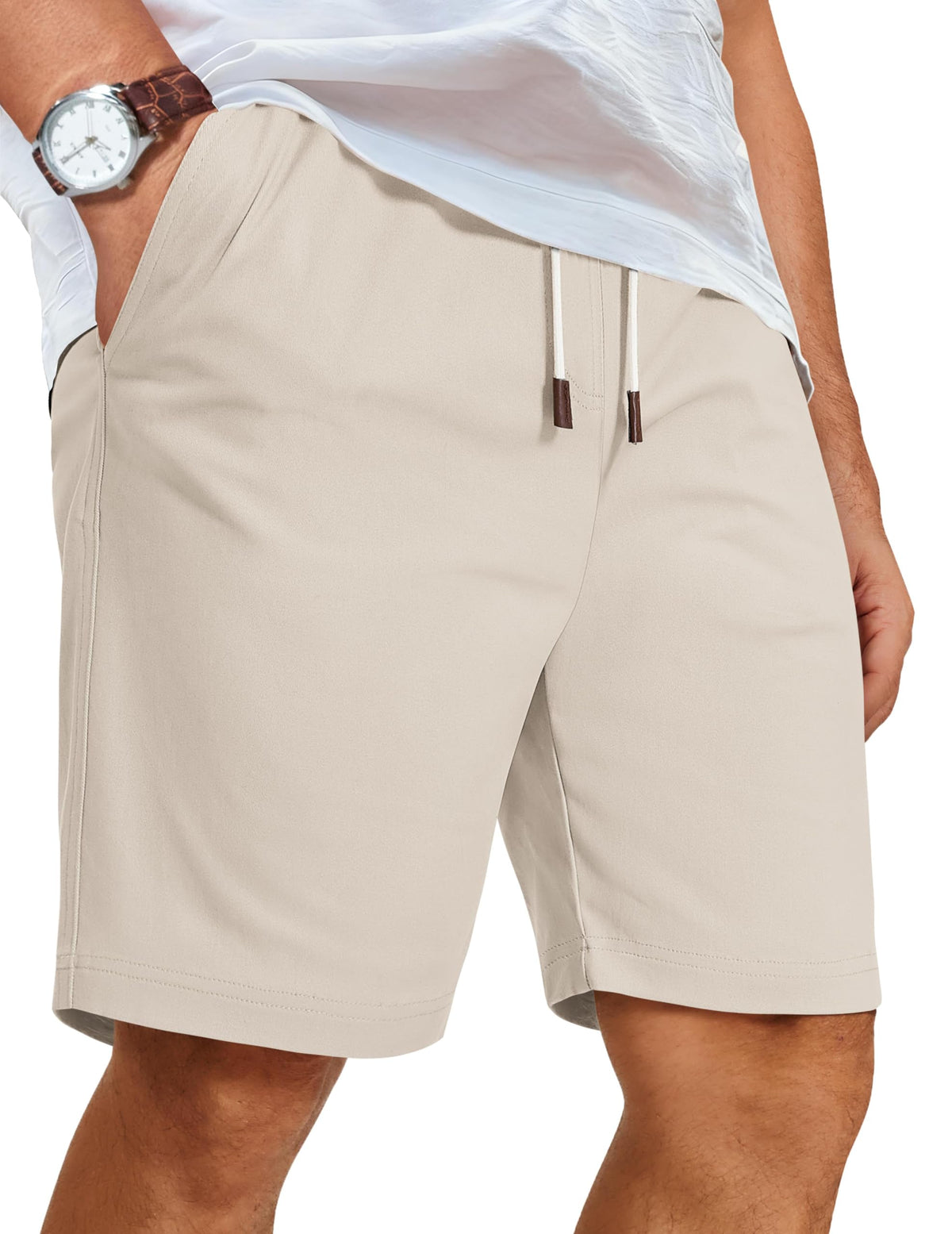 COOFANDY Men's Cotton Drawstring Casual Beach Shorts