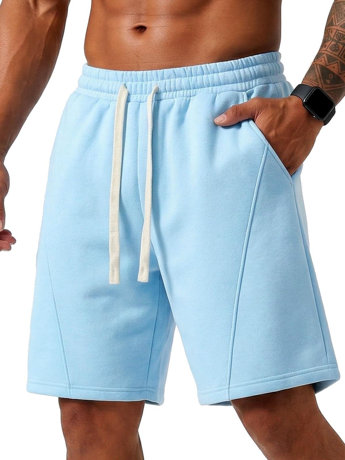 ZUY Men's Cotton Fleece 8-Inch Athletic Sweat Shorts