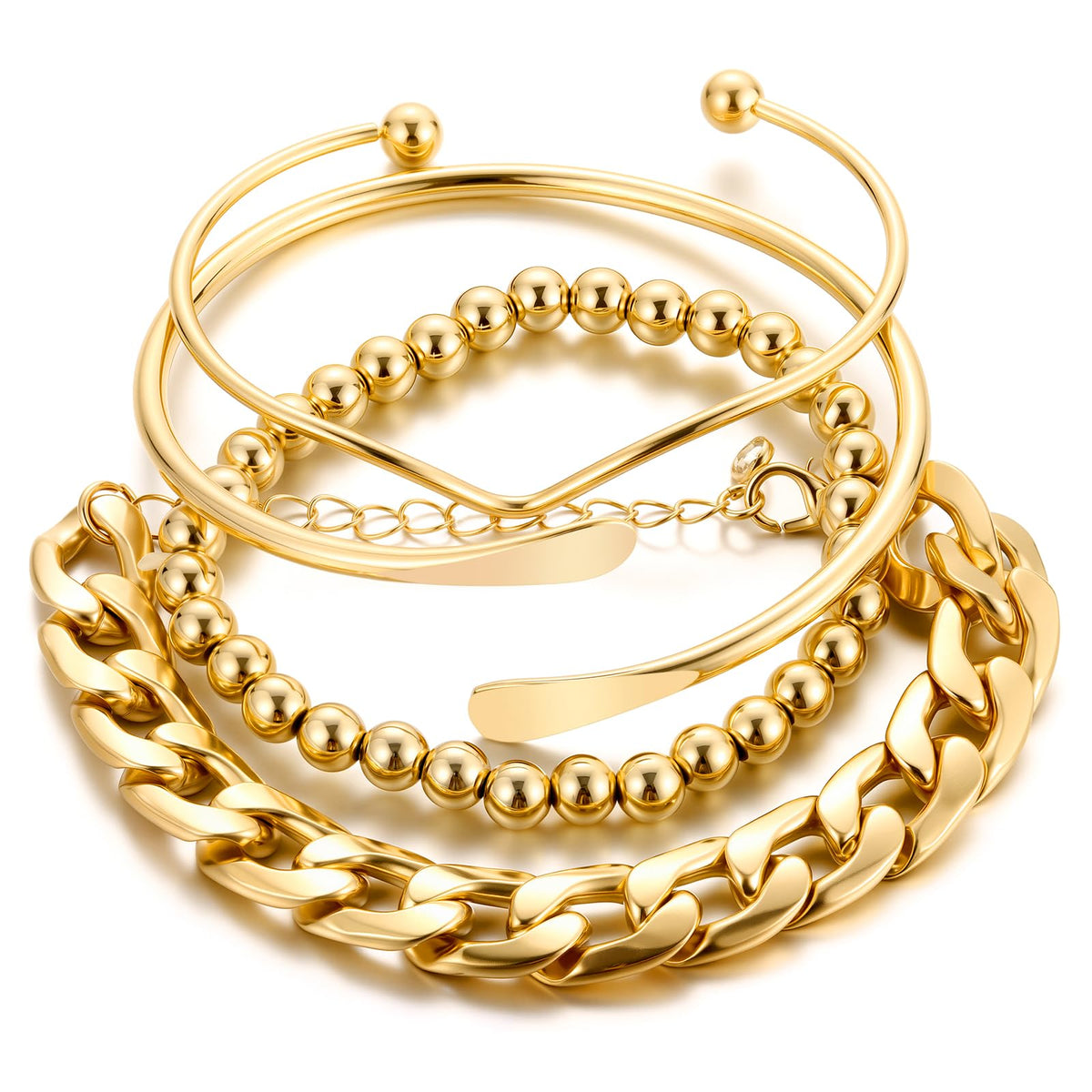 ÌF ME Women's 18K Gold-Plated Stackable Bangle Bracelet Set