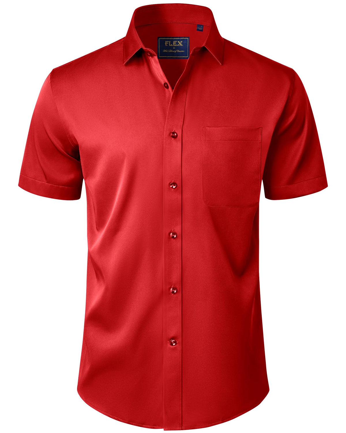 J.VER Mens Short Sleeve Dress Shirts Solid Wrinkle Free Casual Button Down Shirt with Pocket