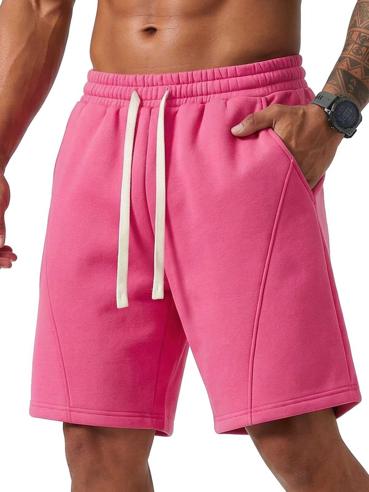 ZUY Men's Cotton Fleece 8-Inch Athletic Sweat Shorts