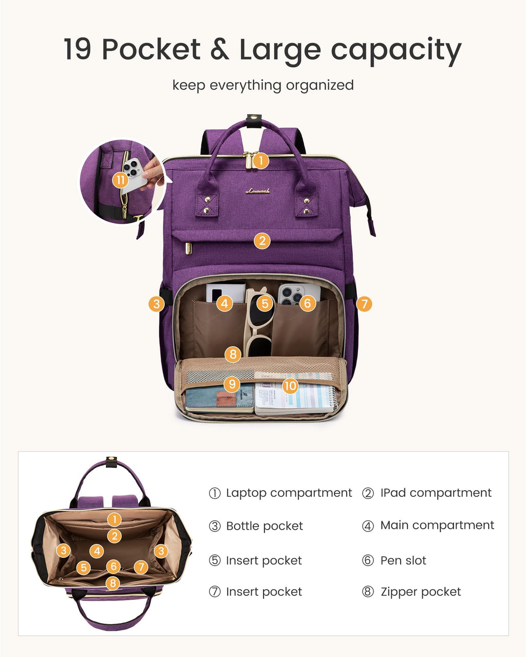 LOVEVOOK Laptop Backpack for Women Travel Business Computer Work Bag