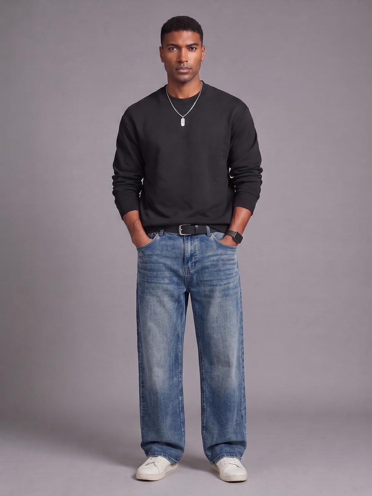 JMIERR Men's Stretch Baggy Wide-Leg Denim Jeans