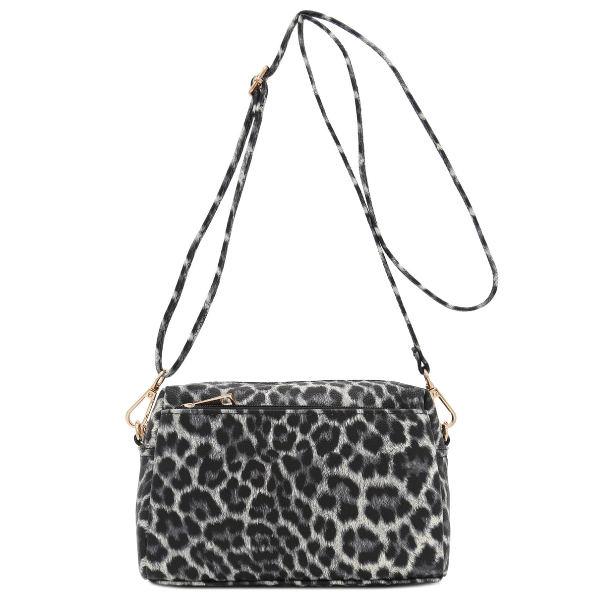 FashionPuzzle Triple Zip Small Crossbody Shoulder Bag
