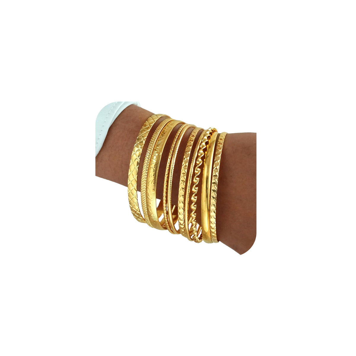 ÌF ME Women's 18K Gold-Plated Stackable Bangle Bracelet Set