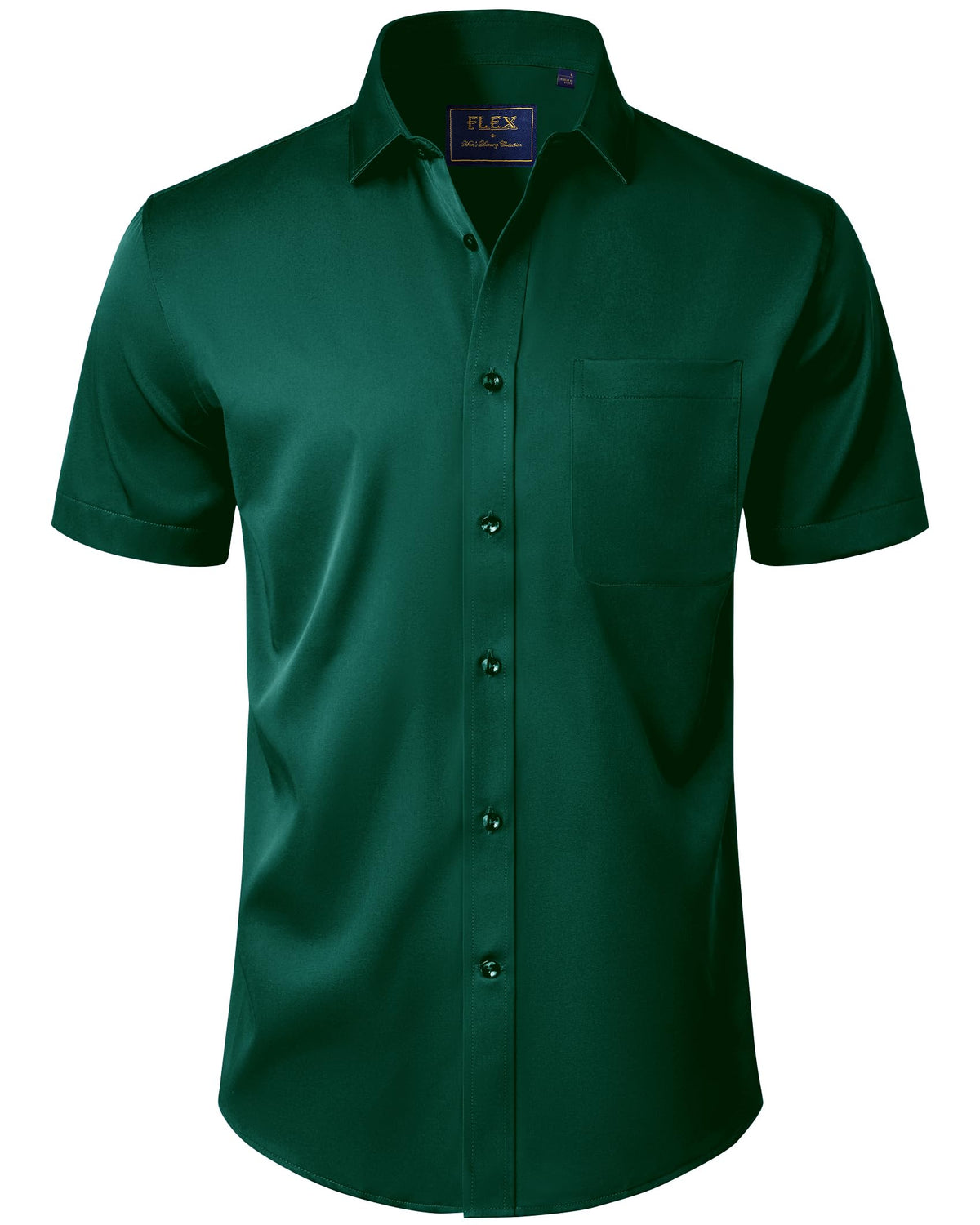 J.VER Mens Short Sleeve Dress Shirts Solid Wrinkle Free Casual Button Down Shirt with Pocket