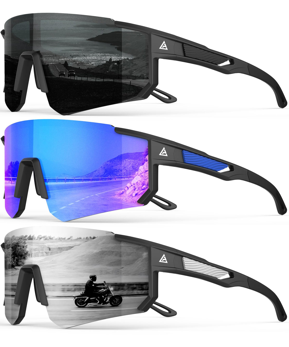 QALLY Polarized Wraparound Sports Sunglasses for Men & Women